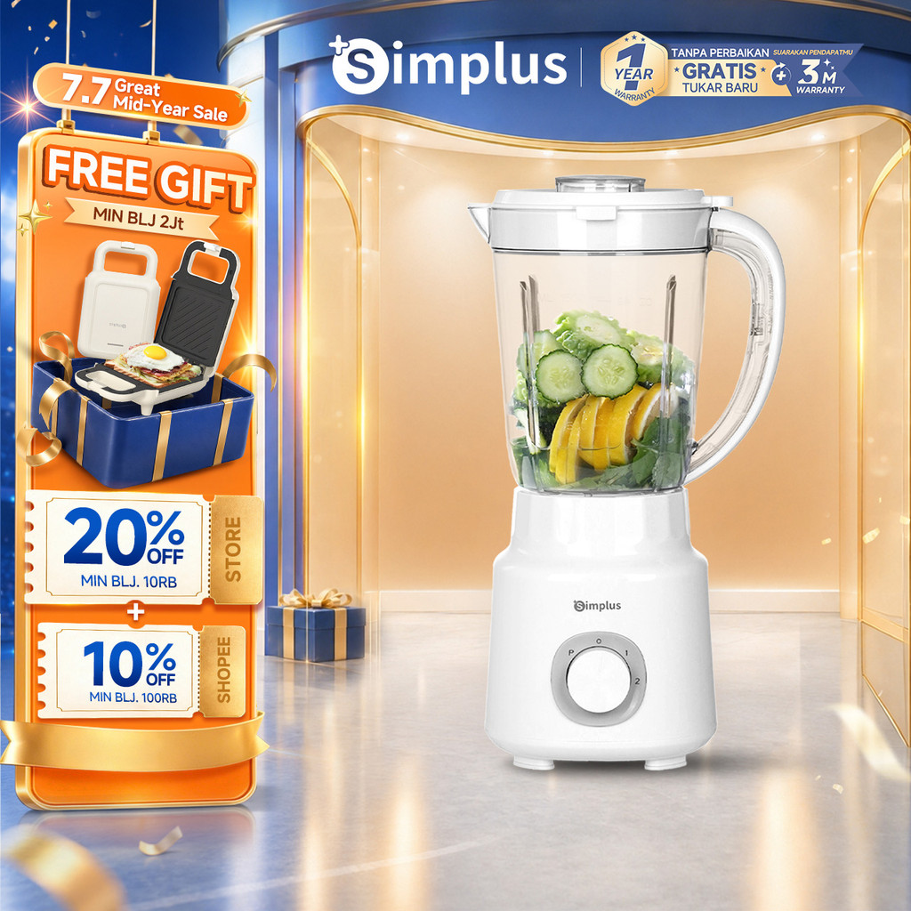 Simplus  Juicer Blender Multifungsi Kapasitas 1500mL Pisau silang 4 bilah baja tahan karat 304