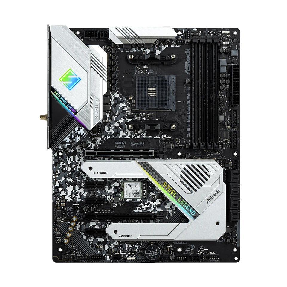 ASRock X570 STEEL LEGEND WIFI AX Motherboard Support 5500 5600 5600X 5700X 5700x3D 5800x3D CPU 4xDDR