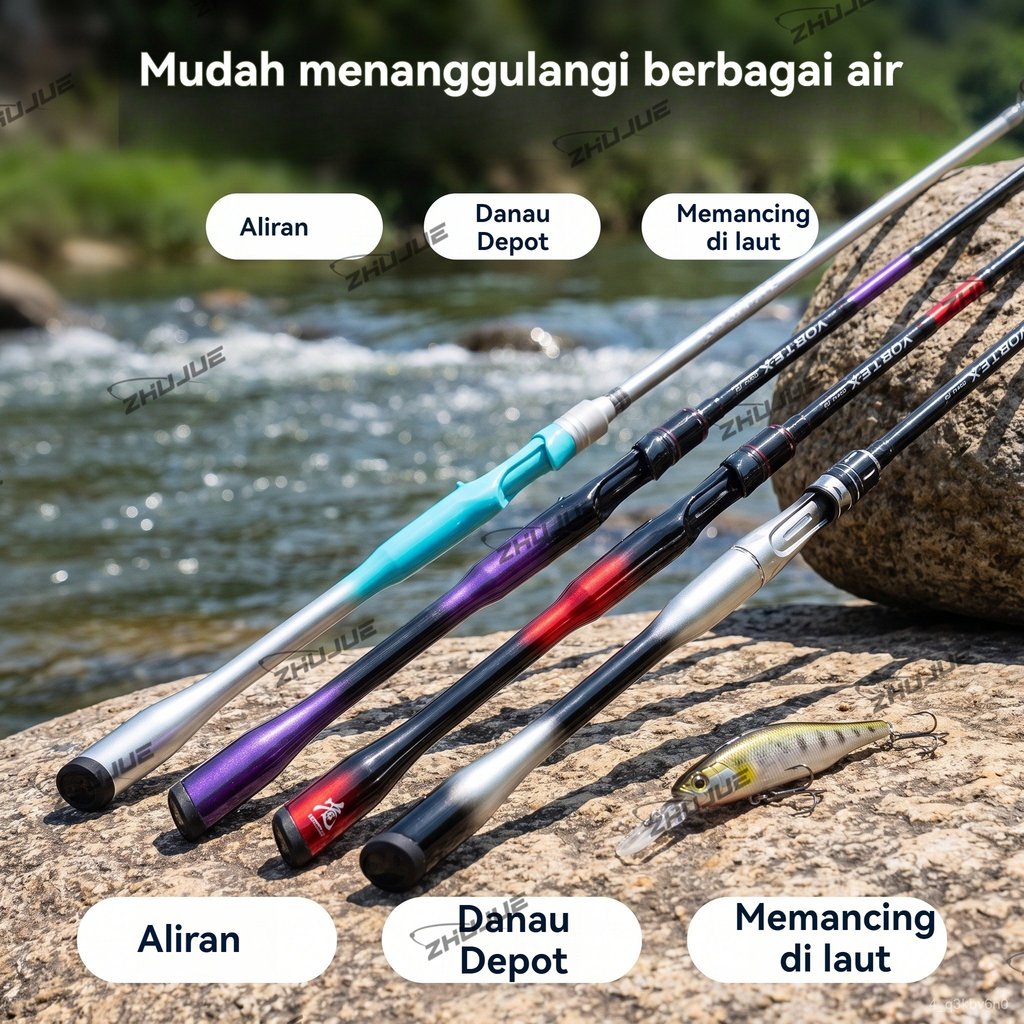 ZHUJUE Joran Pancing 6-12LB 180-210cm Joran 2 Bagian Carbon Fiber Joran M Joran BC DAIWA pancing Jor