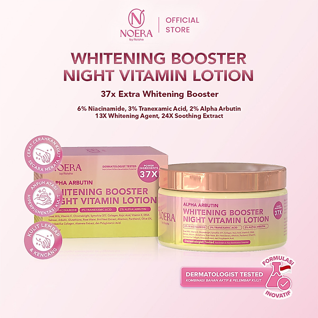 Noera Whitening Booster Night Vitamin Lotion - Handbody Pemutih Kulit HB Dosting Noera