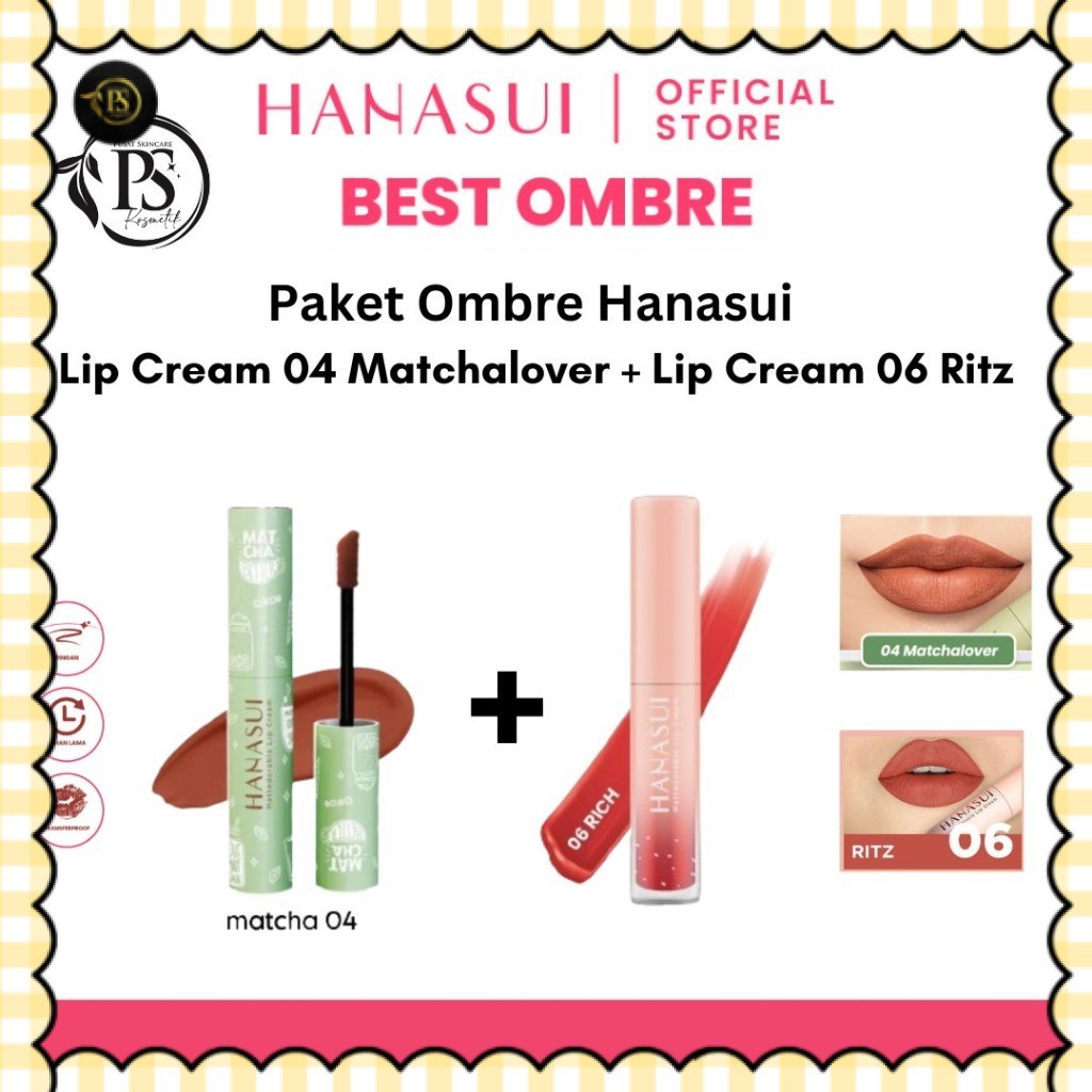 Paket Ombre Hanasui Lip Cream Matcha 04 Matchalover dan Ritz | Ombre