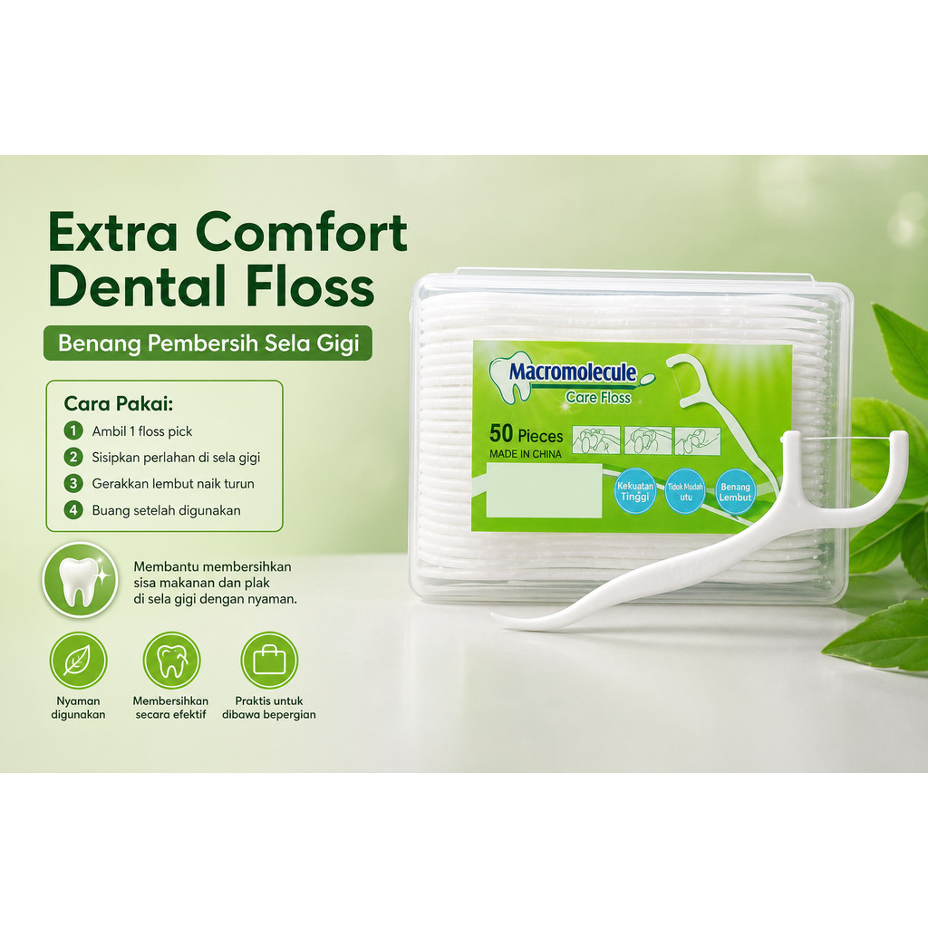 Extra Comfort Dental Floss Benang Pembersih Selah Tusuk Gigi isi 50