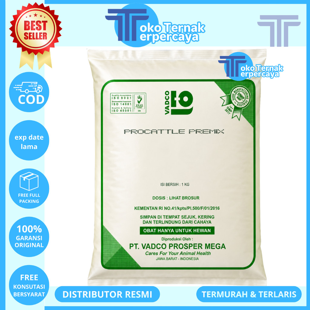 PROCATTLE PREMIX 1 KG VADCO - PRO CATTLE Premix VADCO Vitamin Mineral Sapi Potong Perah Kambing