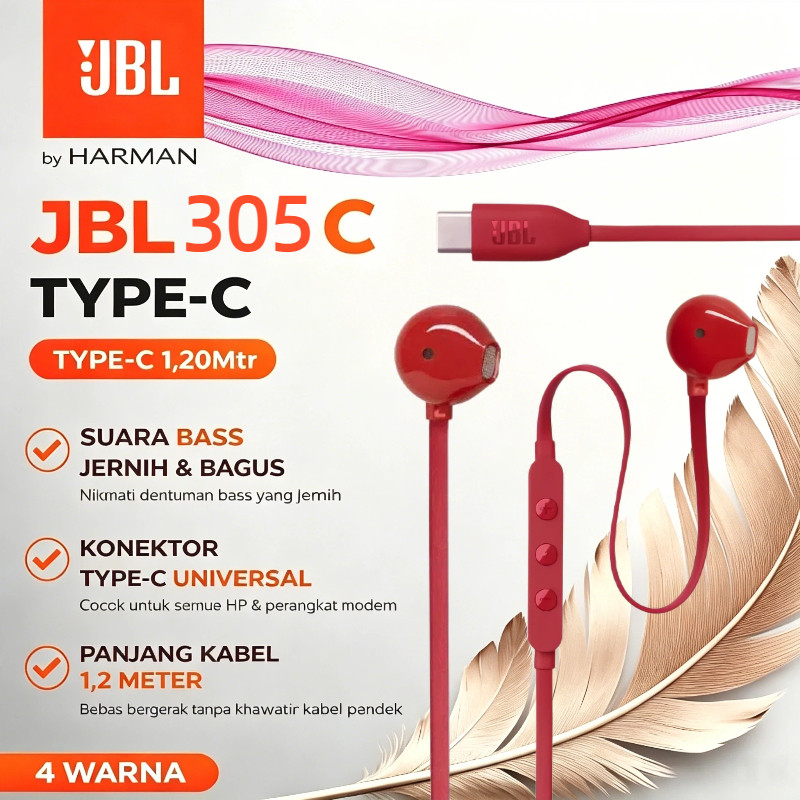 JBL TUNE 305 C USB C Wired Type C Hi-Res Earphones