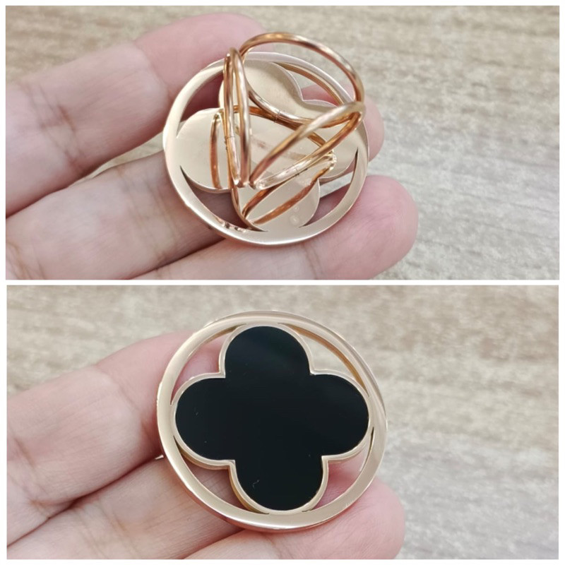 Ring bros cincin jilbab hijab titanium vc bulat bunga clover hitam rosegold    BERKUALITAS