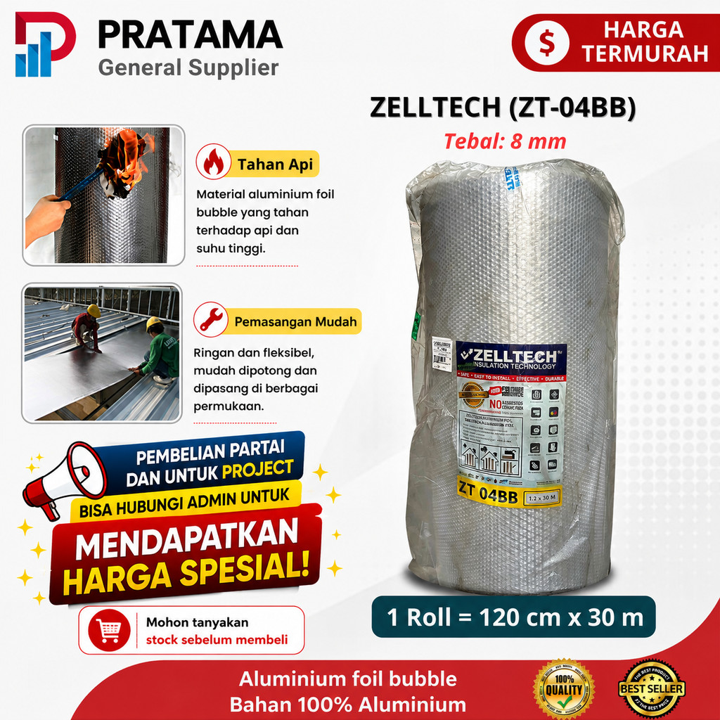 Aluminium Foil Zelltech Bubble 8mm (ZT-04BB) insulation Peredam Panas