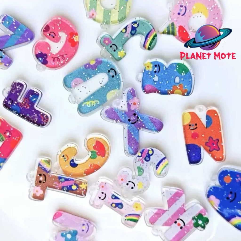 Manik Huruf Gantung Akrilik A-Z Bag Charm Gantungan Kunci Huruf (1 Pcs)