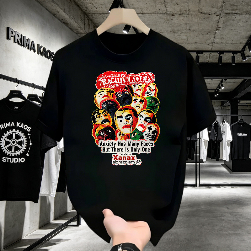 Kaos Wanit T Shirt Anxiety Has Many Faces Xanax Graphic Unisex Vintage Horror Streetwear Viral Trend