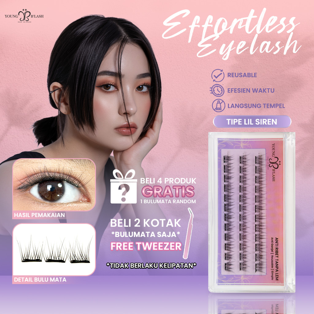 LANGSUNG TEMPEL | Lil Siren young blash Eyelash Extension Bulu Mata PINSET Bulumata TANPA LEM | Eye 