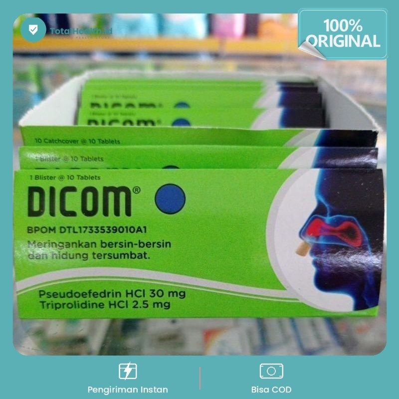 DICOM OBAT FLU / Dicom tab isi 10 tablet meringankan bersin bersin hidung tersumbat / anti meler / D