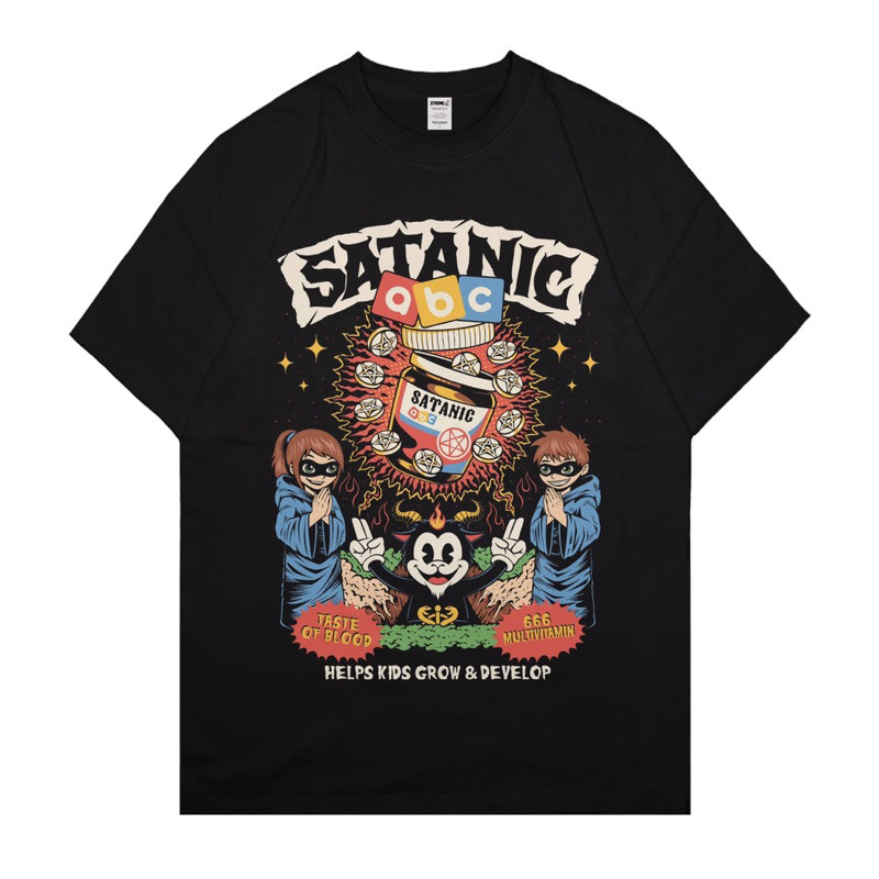 Satanic ABC Baju Kaos Unisex