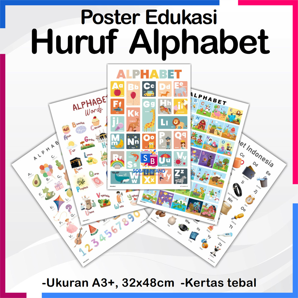 Poster Edukasi ALPHABET - Poster Alphabet anak - Sobat Bintang
