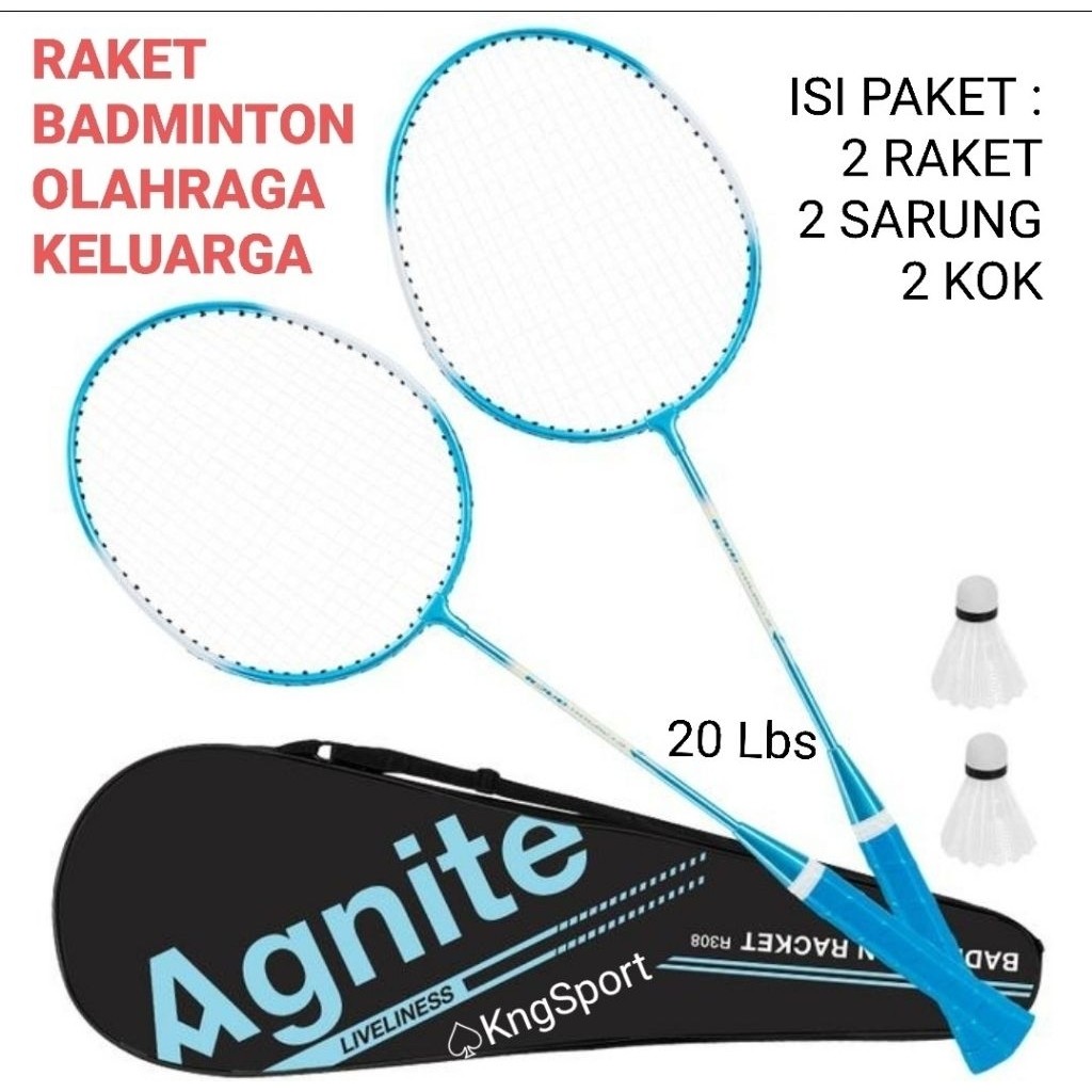 ReadyRaket Olah Raga Badminton Warna Blue Pink Split Racket Isi 2 Gratis Tas + Kok ER307 Terbaru 20 