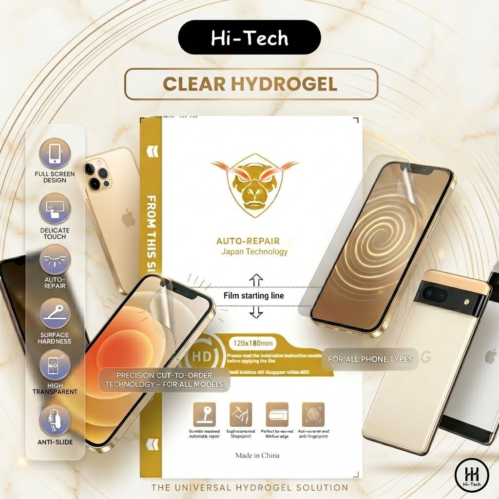 HI-TECH ANTIGORES ULTRA CLEAR - Semua Tipe HP - Anti Gores Hydrogel - Not Tempered Glass - Full