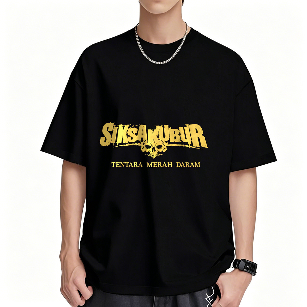 Kaos Pria Hitam Siksa Kubur Tentara Merah Darah Tshirt Band Rock Metal Oversize Casual Streetwear Fa