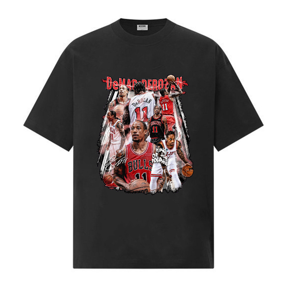 Kaos Basket DeMar DeRozan Chicago Bulls Motif Pemain NBA, Oversized T-Shirt Retro Vintage, Kaos Band