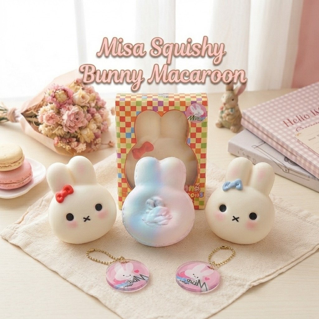 Squishy Licensed Misa Bunny Miffy Macaroon - Soft Slow Rising Sweet Scented Original