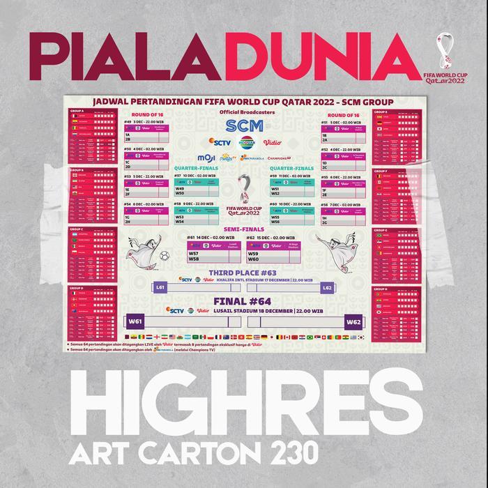 TREND NEW DECOR ~[Limited] Poster Jadwal Piala Dunia Qatar 2022 - High Quality Printed - Ukuran A3