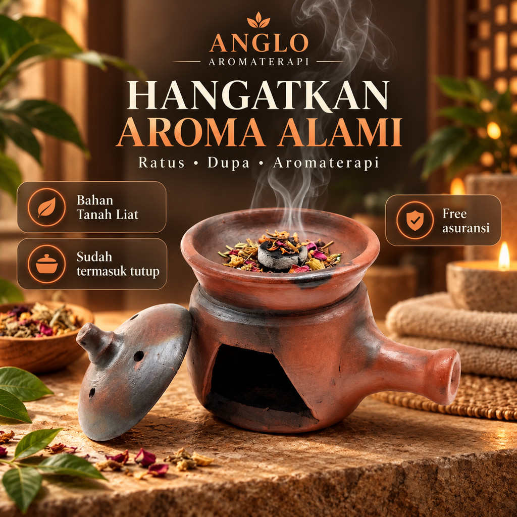 Anglo Gerabah Aromaterapi Ratus Menyan Bukhur Dupa – Tungku Bakar Tanah Liat Tradisional