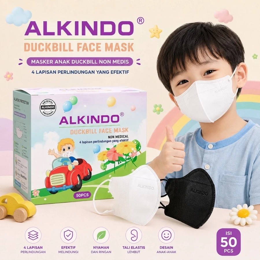 LAPAK TEKNIK [ DUCKBILL ANAK ] MASKER DUCKBILL ANAK 50PC 50 PC PCS 50PCS ALKINDO 3D Motif Kids Mask 