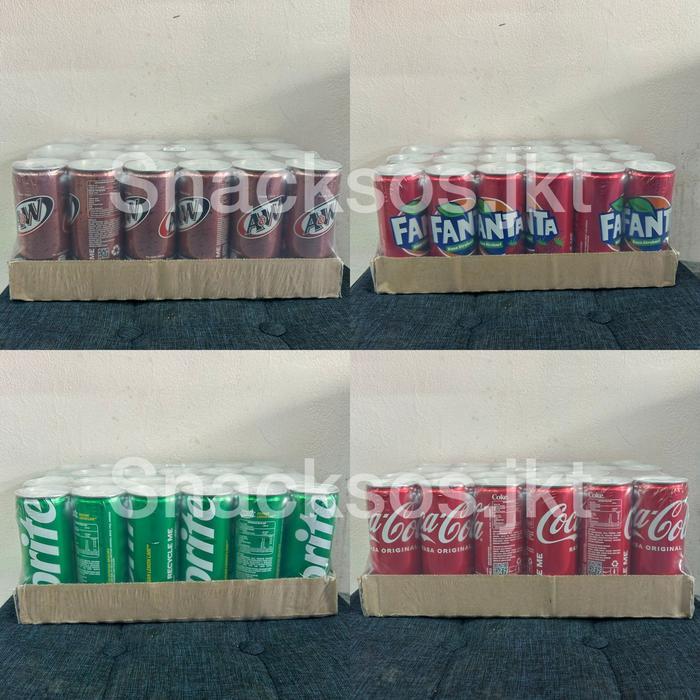 [1 DUS = 24 KALENG] COCA COLA / FANTA / A&W SODA / SPRITE- MINUMAN SODA - 1 DUS, A&W