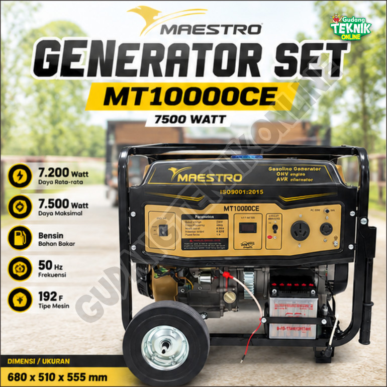 Genset Listrik 7500W MAESTRO MT10000CE AVR Starter Electric 4Tak / Power Generator 7500 Watt Genset 