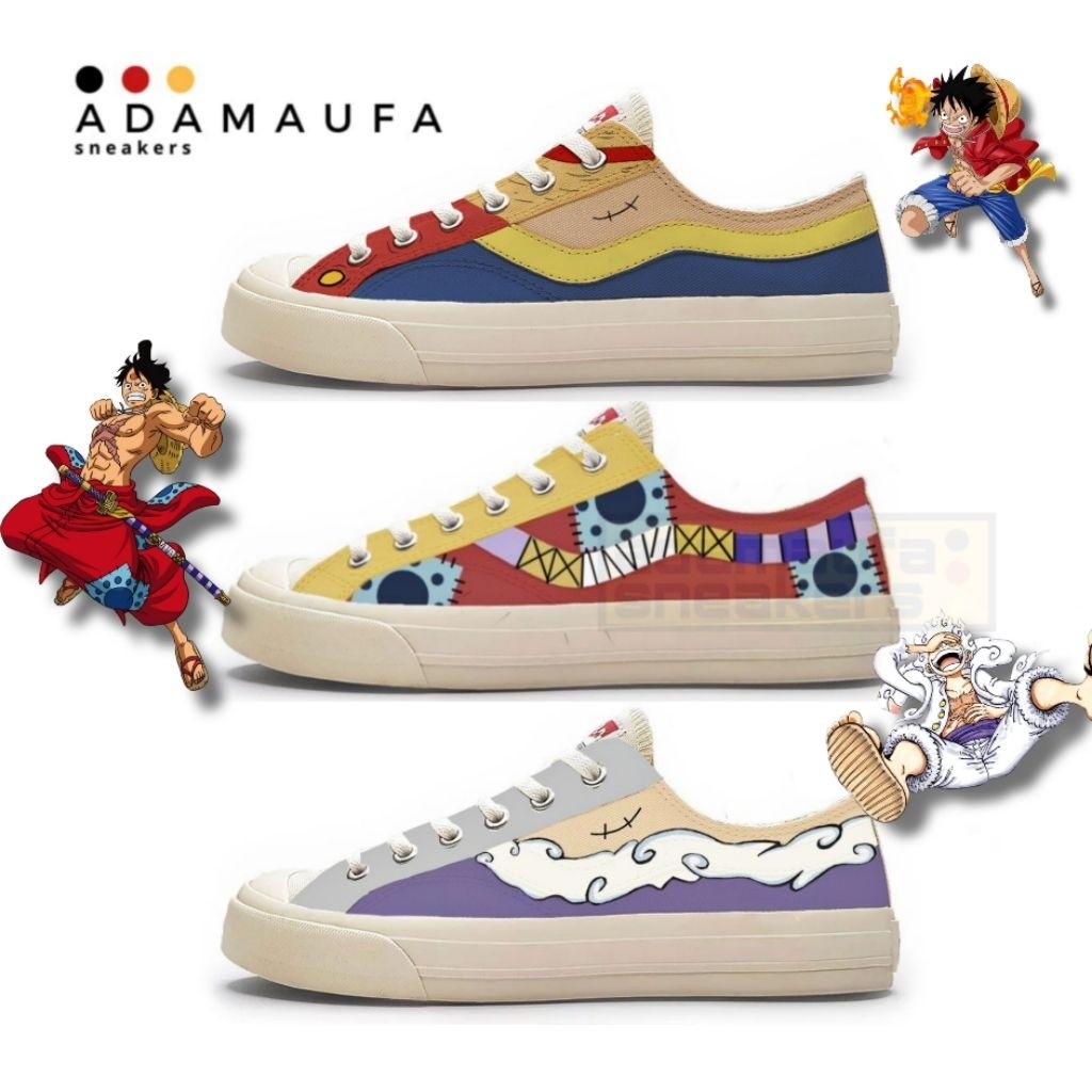 Ventela One Piece Custom Monkey D Luffy Sepatu Lukis Pria Wanita Cewek Cowok Unisex