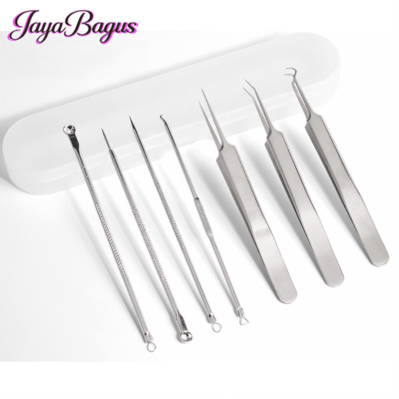 (BANTEN Ready Stock)MAANGE 7Pcs Stainless steel  Alat Pembersih Komedo Penghilang Jerawat Pinset Den