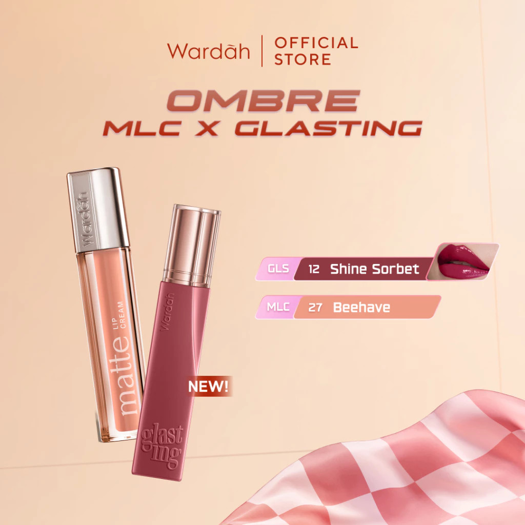 Nw Ombre Wardah Glasting Liquid Lip + Matte Lip Cream -Lip-Stain-Lipgloss-Lipstik-Lip Matte-Lipcream