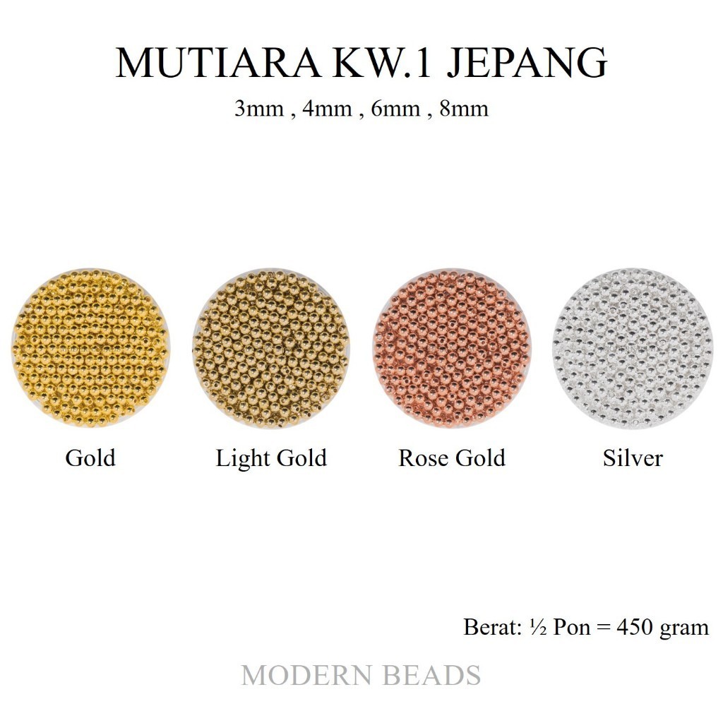 [1/2 PON] Mutiara Jepang / Payet Mote Jepang Kw 1 / Kw A / Grade A Variasi Ukuran 3mm 4mm 6mm 8mm Wa