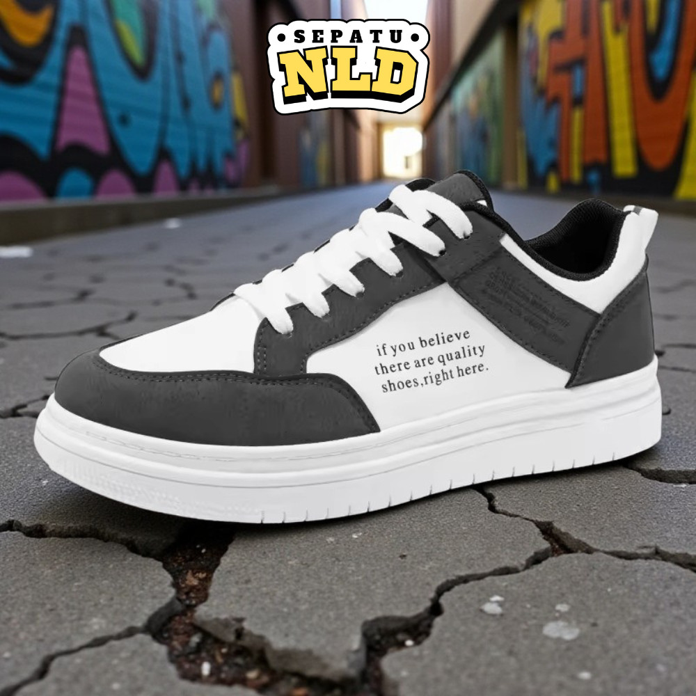 Sepatu NLD S067 Sepatu Casual  Sneakers Pria Sepatu Fashion Hitam Putih Cowok Sepatu Trendy Kekinian