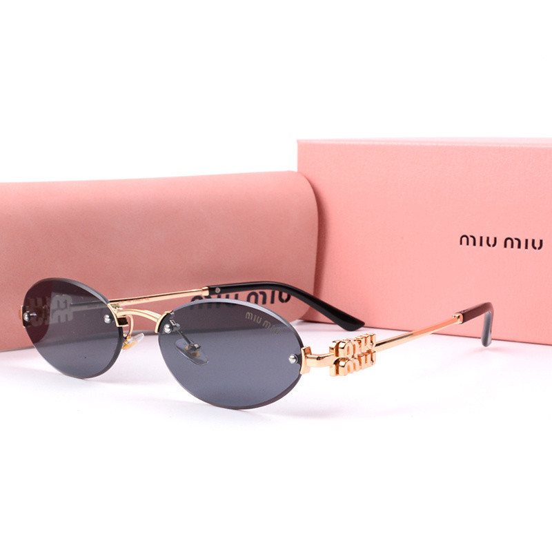 Kacamata MiuMiu Fashion Brand Designer Round Rimless Ultralight Goggles for Men and Women Vintage Su