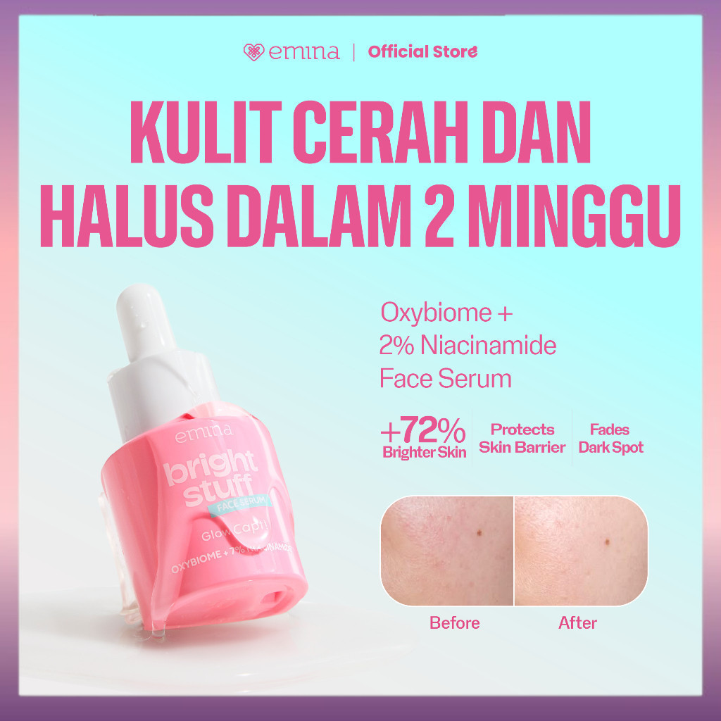 Emina Bright Stuff Face Serum - Serum Pelembab Wajah Cerah Glowing Anti Kusam-Serum Pencerah Glowing