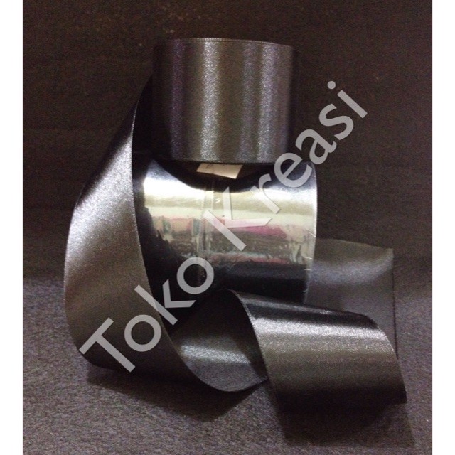 (Meteran) Pita satin 2inci / 5cm warna hitam