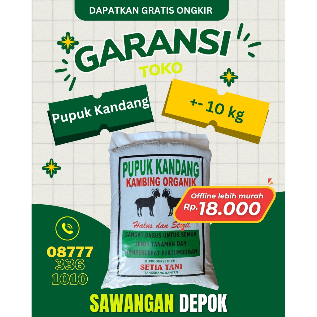 Pupuk Kandang Kambing Halus Murni, Butiran dan Campuran Kemasan Karung Plastik +- 7 Kg