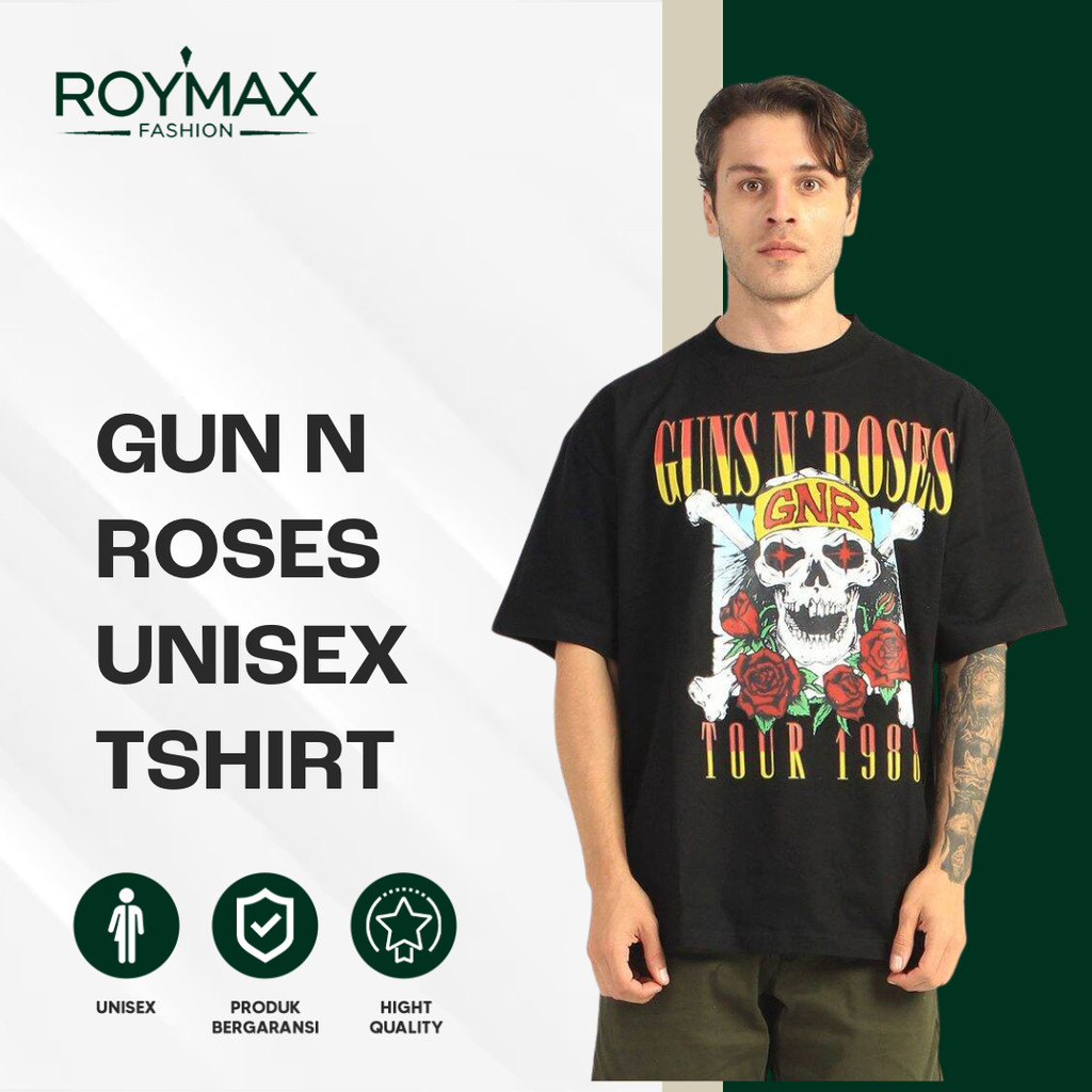 Kaos Lengan Pendek Giant Tee Jays Gun N Roses Tshirt Pria Wanita Bahan Katun
