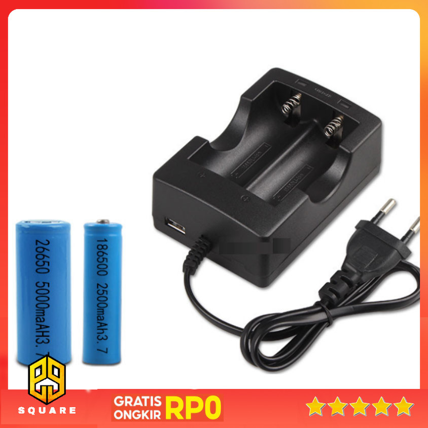 HONG DONG Charger Baterai 2 Slot 18650 26650 Li-Ion with LED - HD-999A Original 99 Square