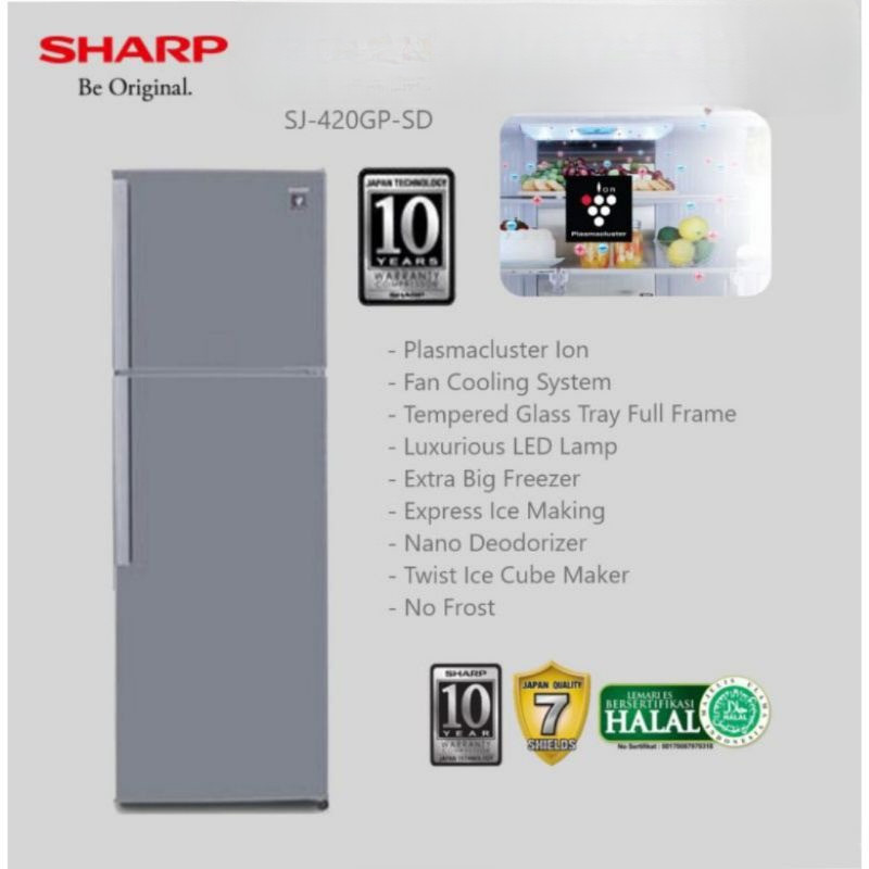 SHARP KULKAS 2PINTU PLASMACLUSTER SJ-420GPSD