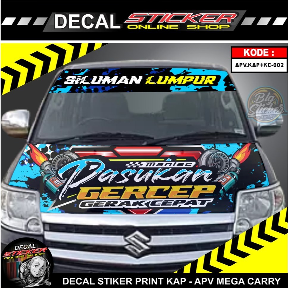 Stiker Mobil Apv Mega Carry Pickup Decal Sticker Kap Depan + Kaca Atas Variasi Wayang Keren