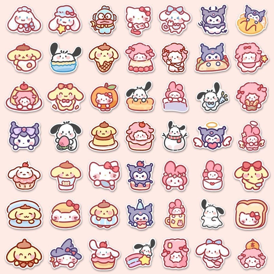 100pcs Kawaii My Melody Kuromi Hello Kitty Stickers for Kids Girl Y Stationery ary Cute Cartoon Sanr