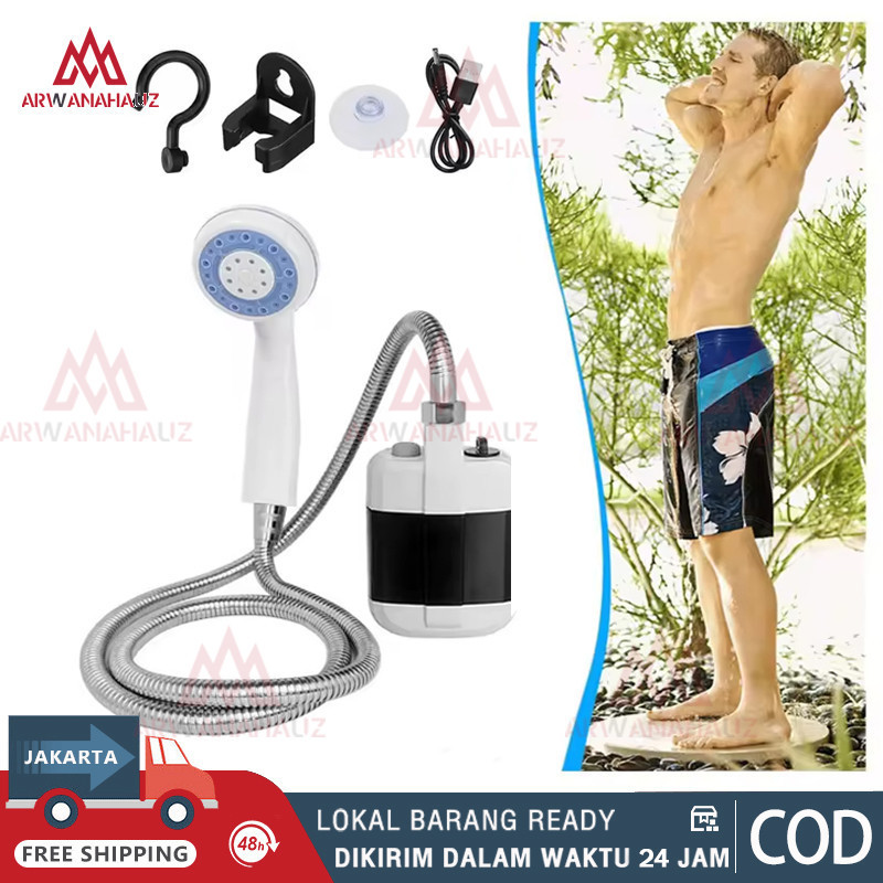 Pompa Shower Portable Camping Outdoor Bathing Pump USB Recharge Luar Ruangan Menggunakan Pemanas Air