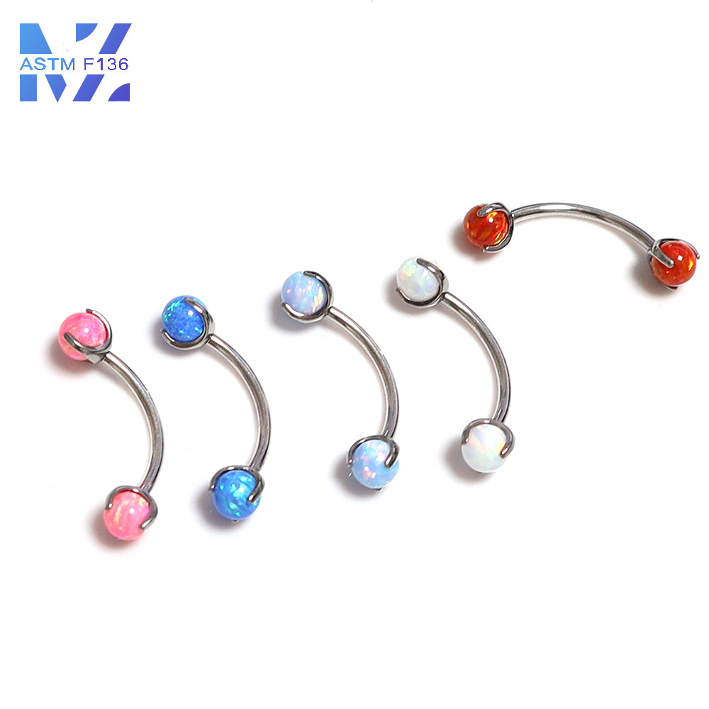 F136 Titanium Alloy Auburn Ball Eyebrow Nail Curved Rod Inner Tooth Rod Europe And The United States