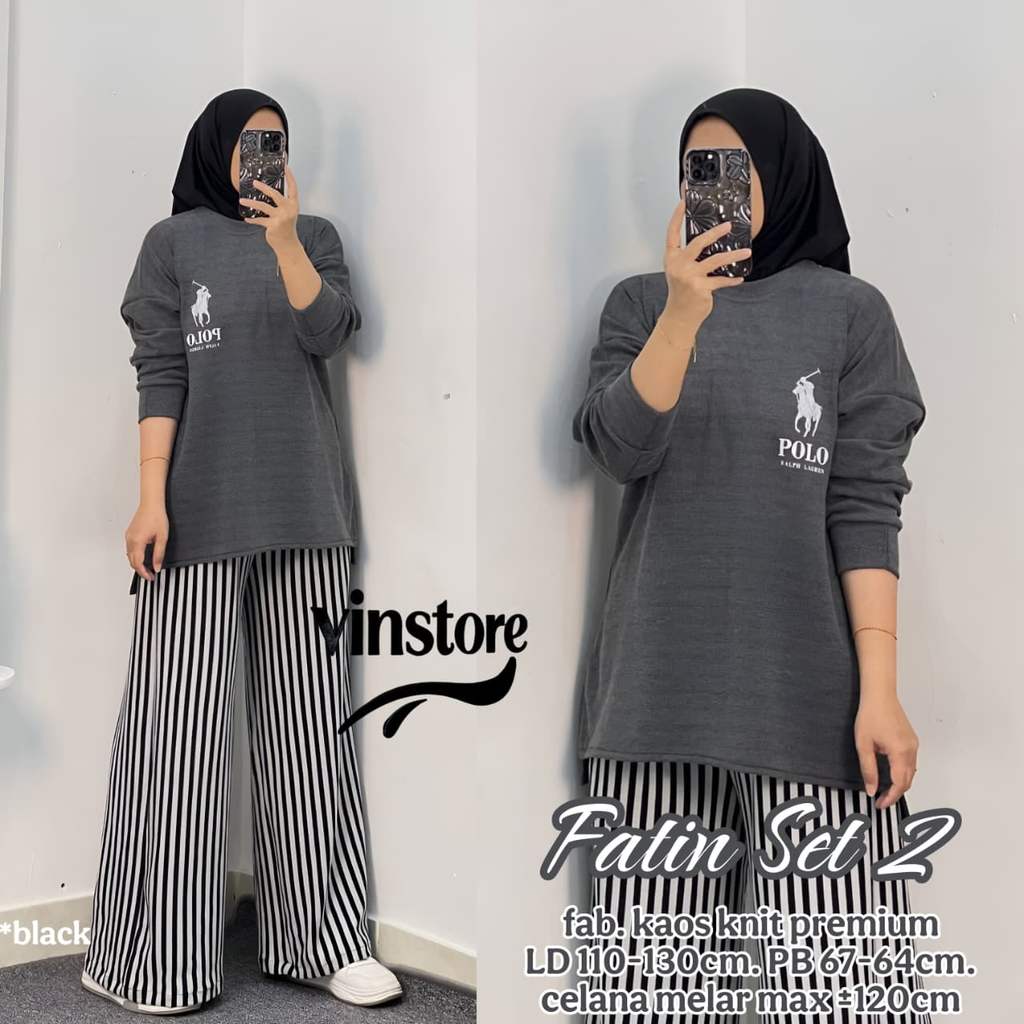 Setelan Wanita Muslim Modis Fatin – Outfit Atasan Tunik + Celana Kulot Bahan Adem untuk Hijabers