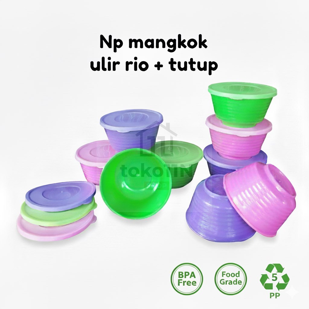 Mangkok Tutup Ulir Rio NP Mangkok Makan Plastik Tutup Anti Tumpah