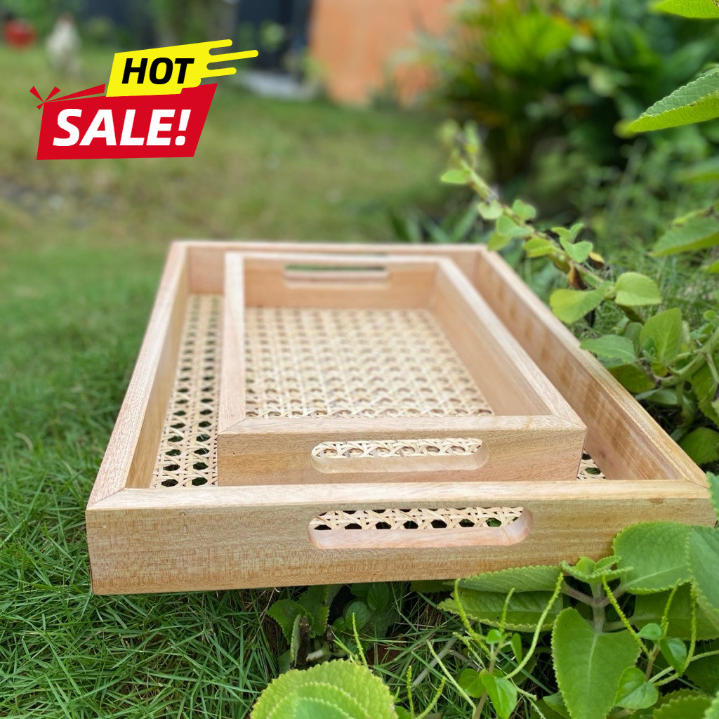 Nampan Rotan Aesthetic – Nampan Rotan Anyaman Natural – Nampan Rotan Dekorasi Rumah & Cafe