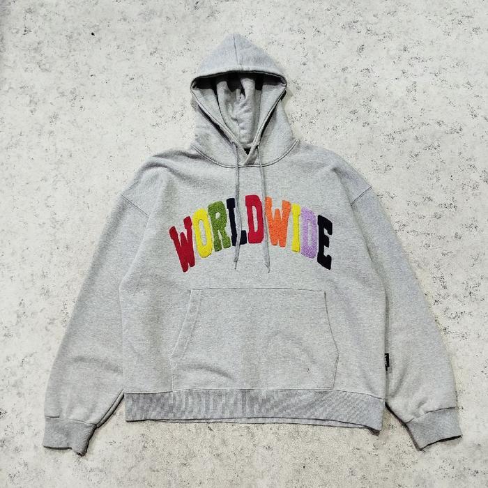 Pullover hoodie AMES WORLDWIDE logo bordir art abu abu casual murah bagus