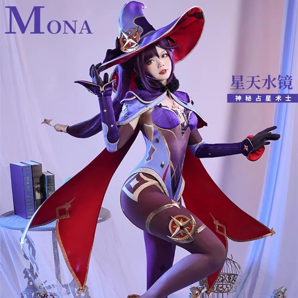 Game Genshin Impact Mona Cosplay Costume Genshin Impact Mona Jumpsuit Cute Cosplay Halloween Uniform