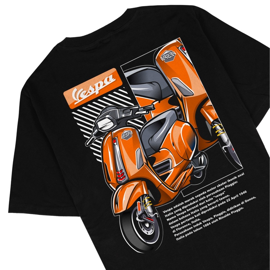 Kaos Baju Distro Vespa Matic Tshirt Otomotif Motor Vespa Sprint Spartan Special GTS LX Excel Racing 