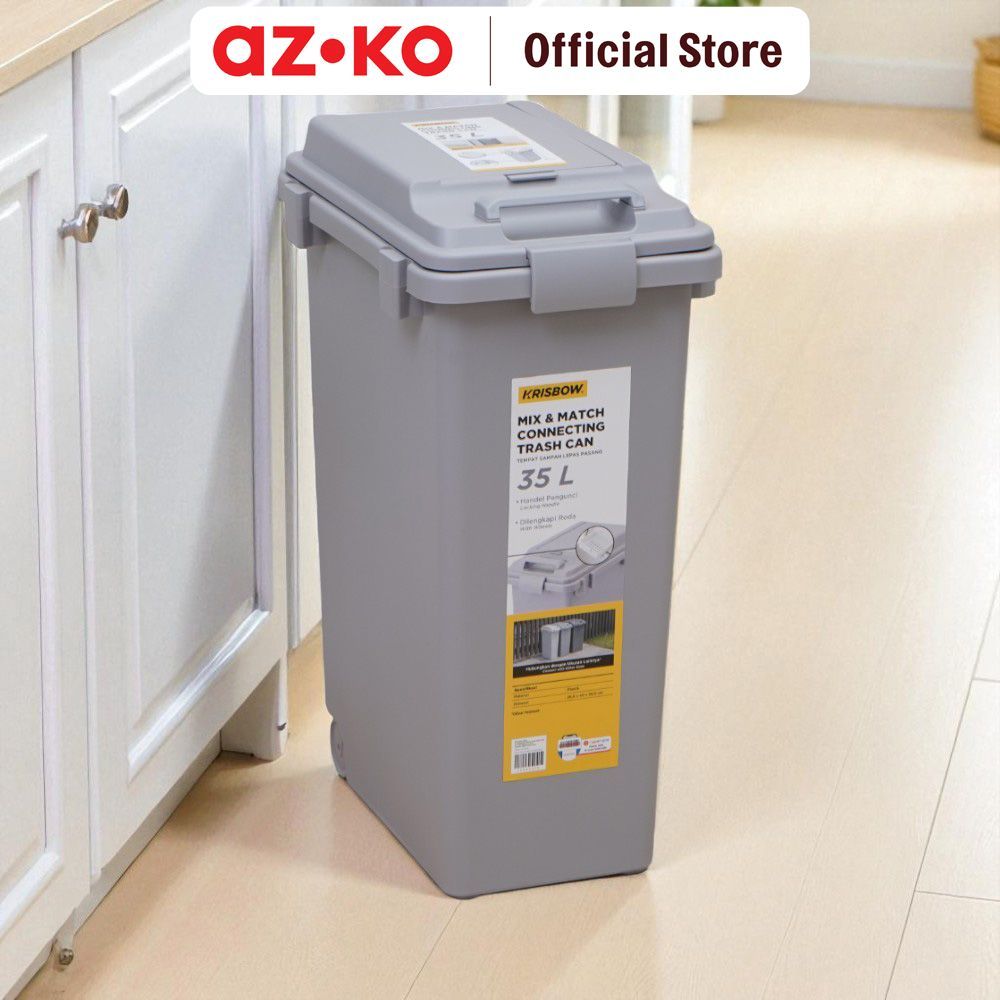 AZKO Krisbow 35 ltr Tempat Sampah Mix & Match Conneting - Abu-Abu Keset Pintu Door Mat Alas Lantai K