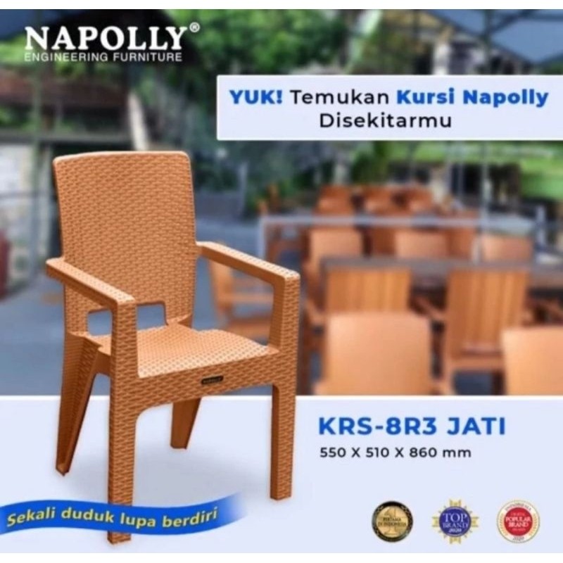 (KHUSUS GOJEK) KURSI PLASTIK ROTAN ANYAM TANGAN NAPOLLY 8R3